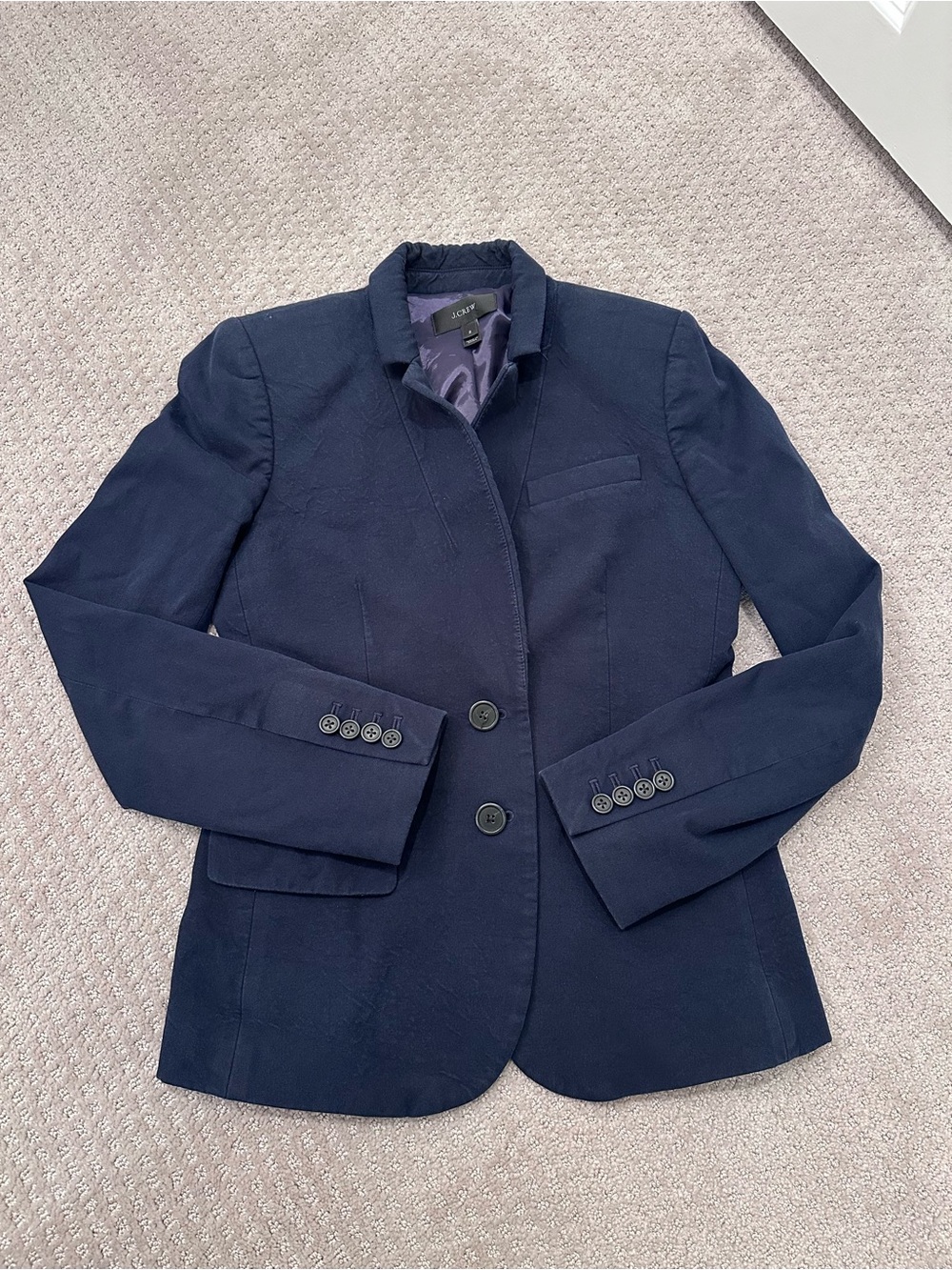 J.Crew Thompson Bi-Stretch Navy Blue Blazer Suit Jacket Size 2 A0361